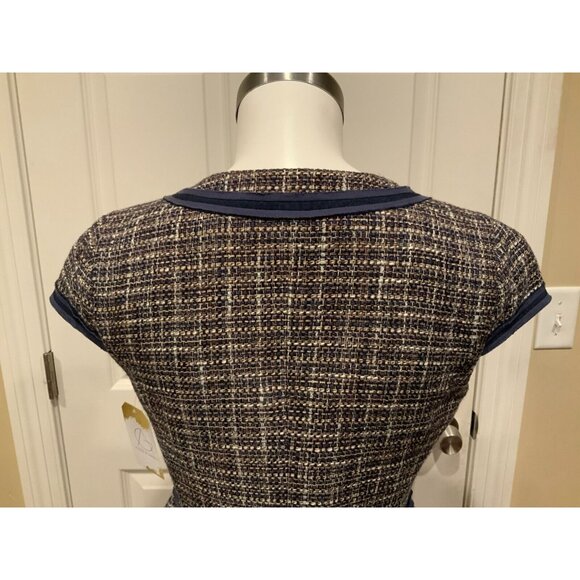 BCBG Max Azria Multicolor Plaid Short Sleeve Tweed Jacket, Size Small - Picture 8 of 9